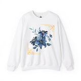 Feeling Blue; Framed Floral (4) Crewneck Sweatshirt