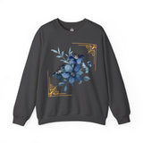 Feeling Blue; Framed Floral (4) Crewneck Sweatshirt