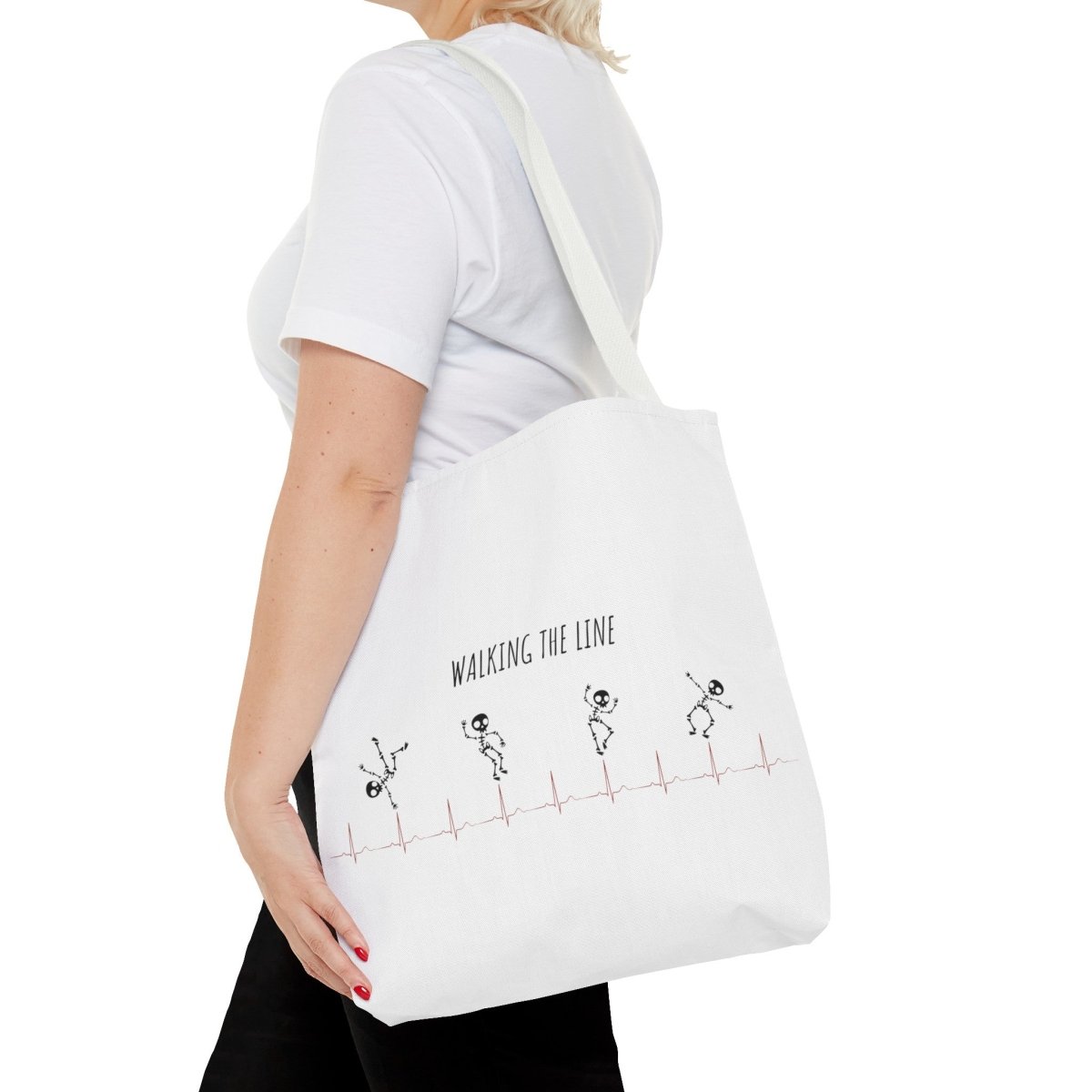 Walking The Line (Black), Tote Bag