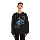 Feeling Blue; Framed Floral (4) Crewneck Sweatshirt