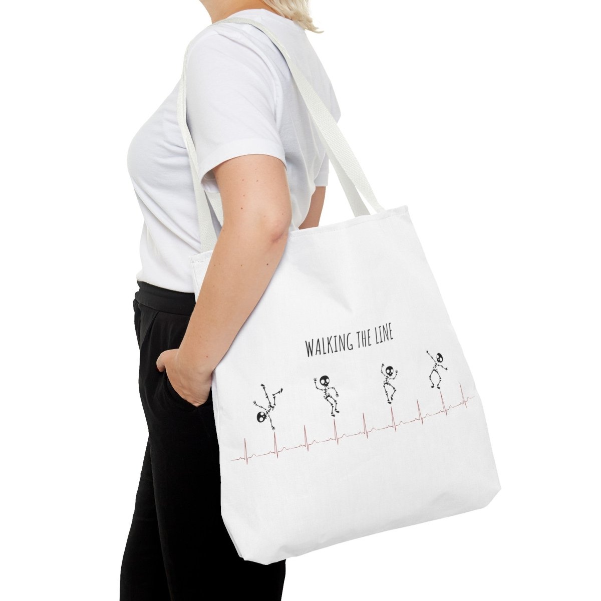 Walking The Line (Black), Tote Bag