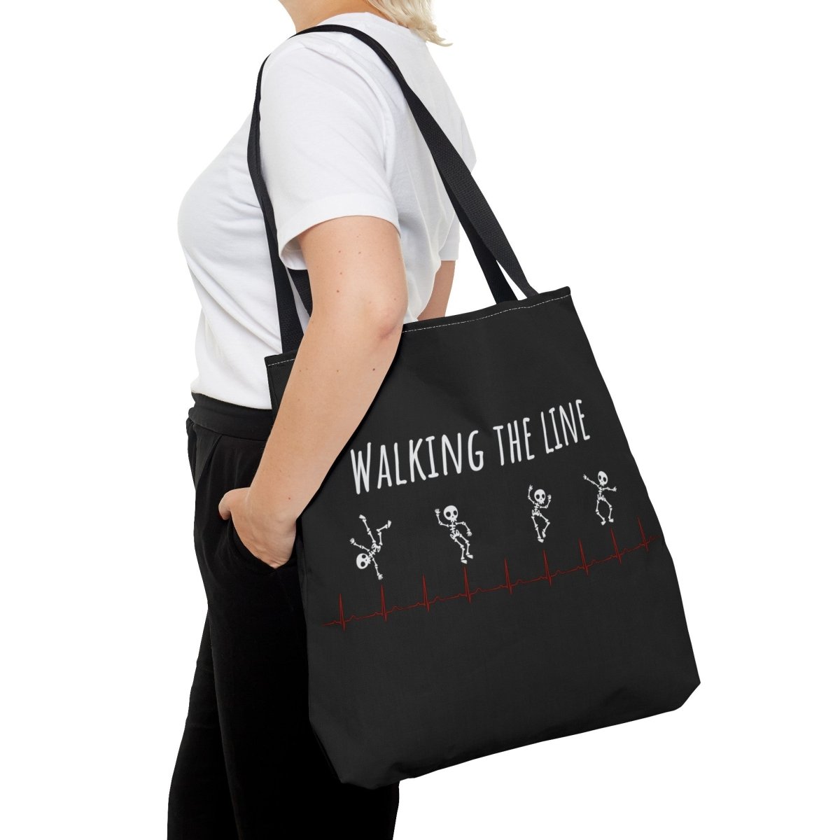 Walking The Line (White), Tote Bag