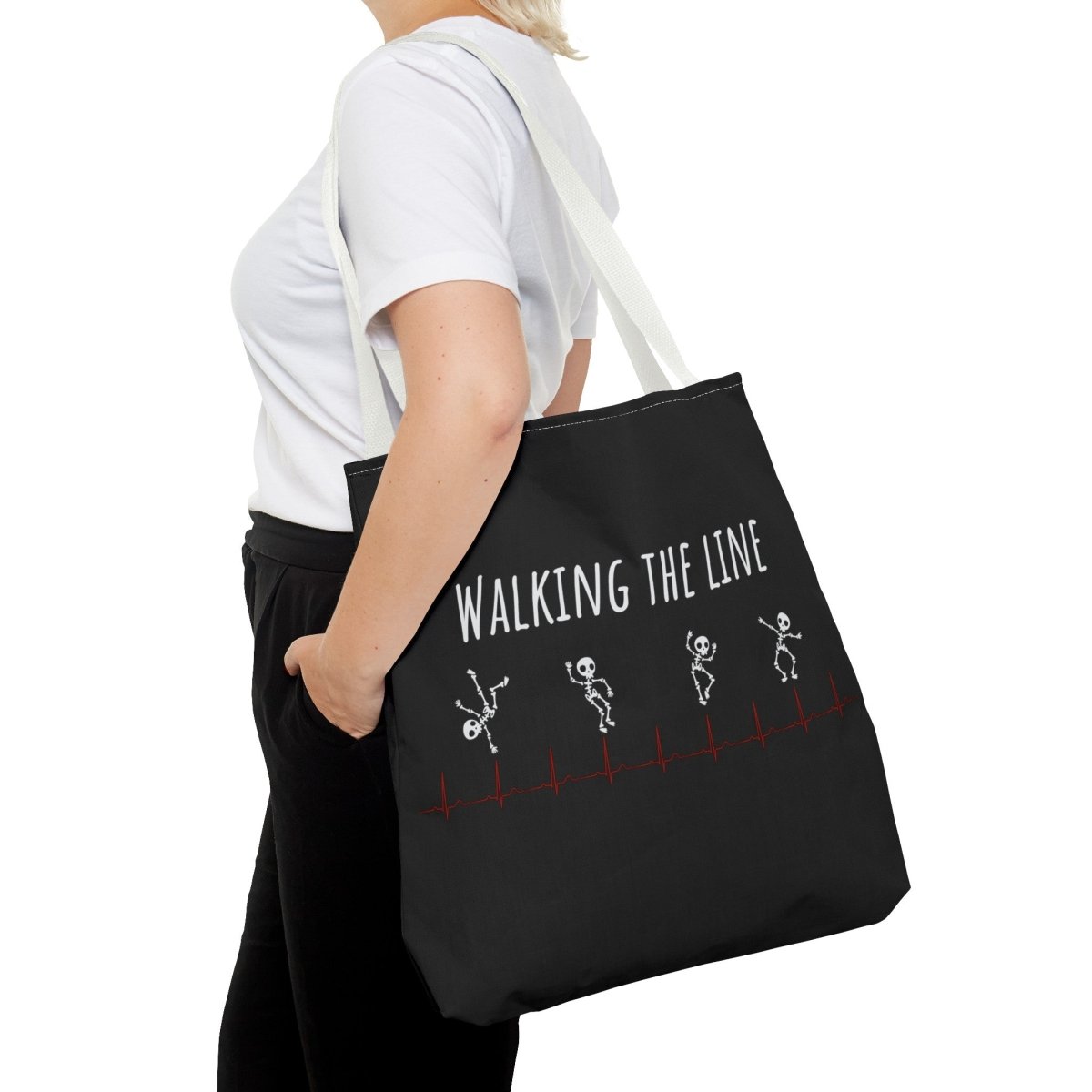 Walking The Line (White), Tote Bag