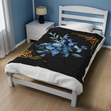 Feeling Blue; Framed Floral (4), Velveteen Plush Blanket