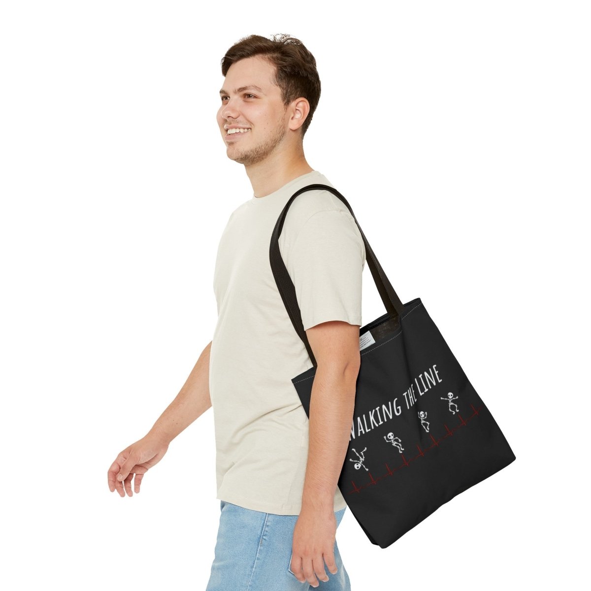 Walking The Line (White), Tote Bag