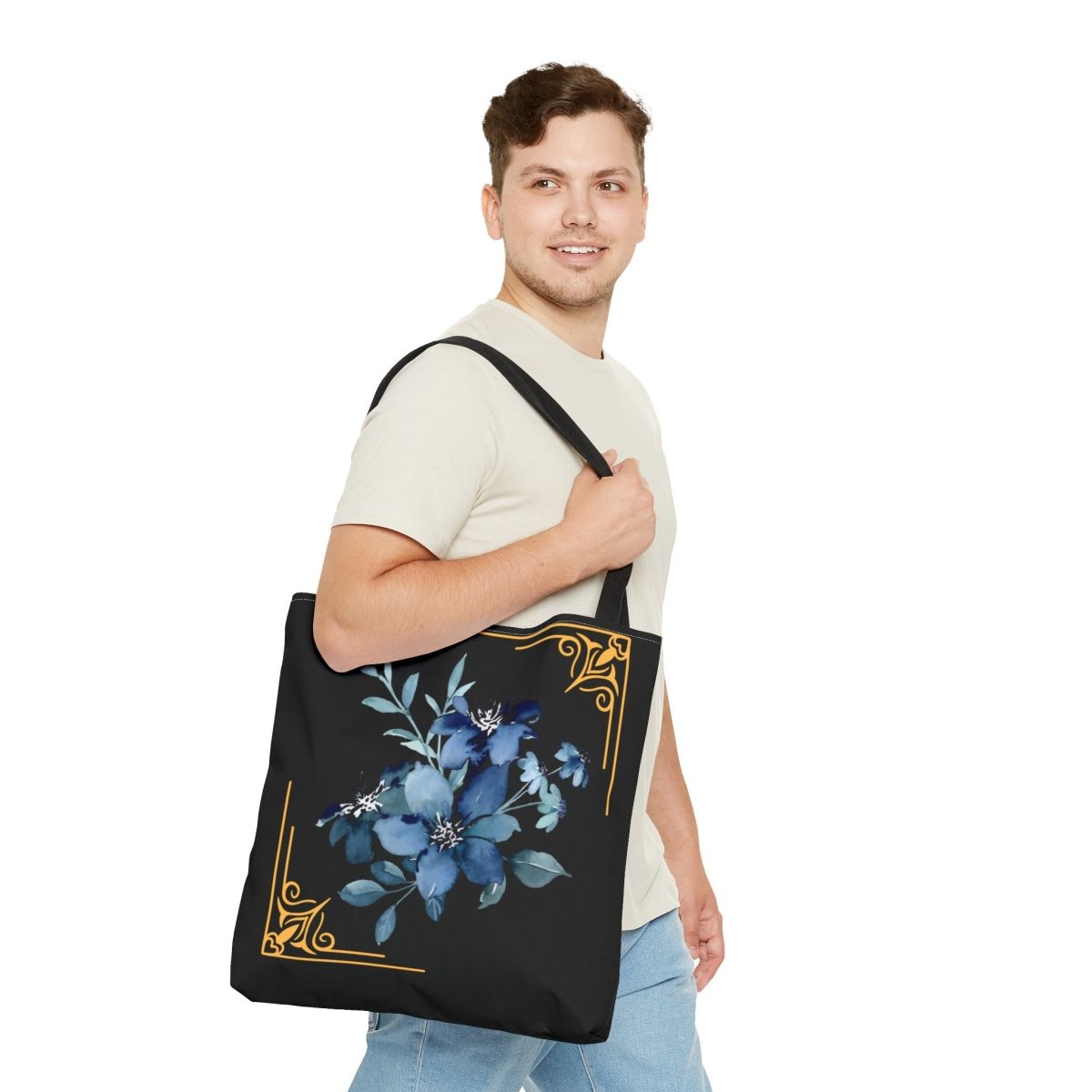 Feeling Blue; Framed Floral (4), Tote Bag