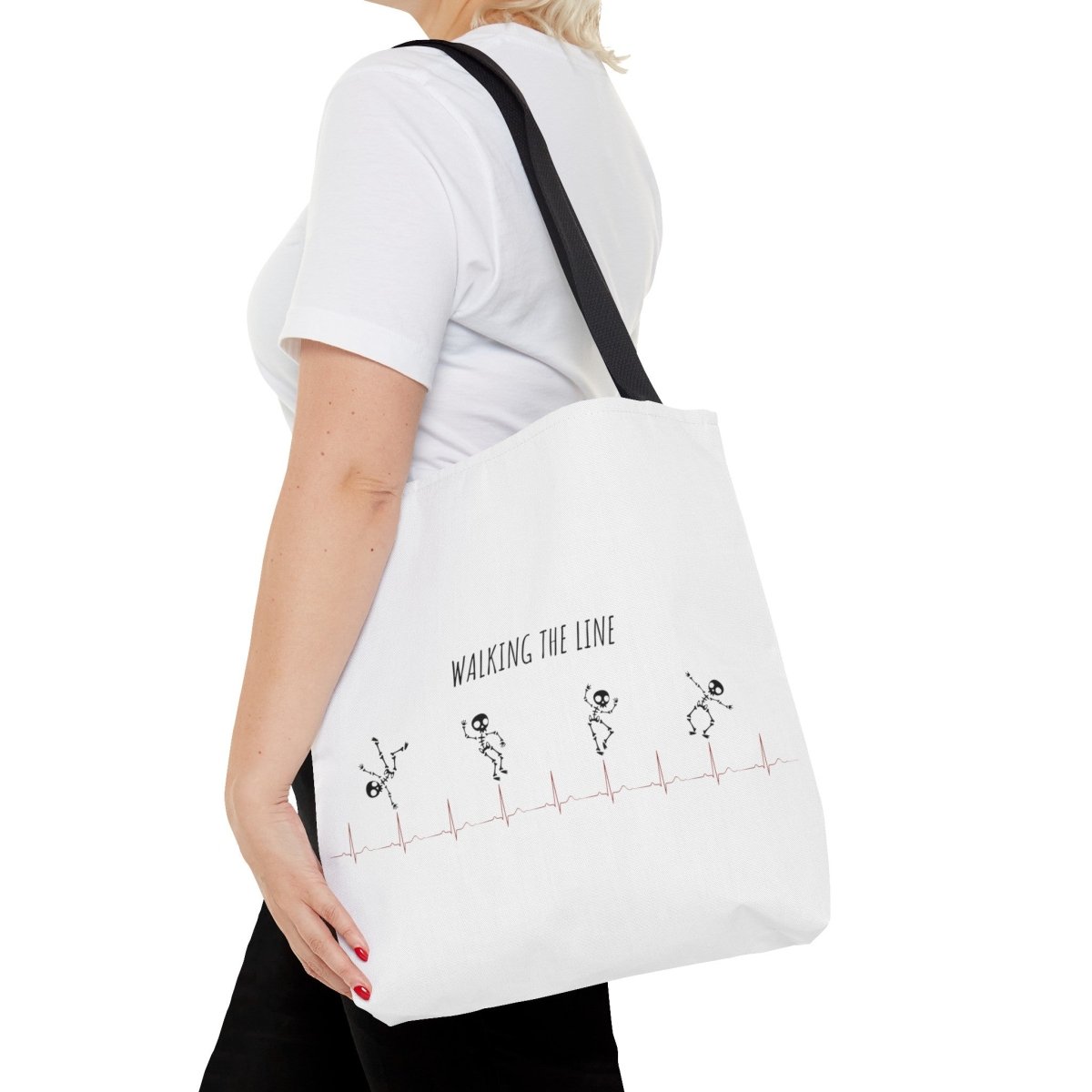 Walking The Line (Black), Tote Bag