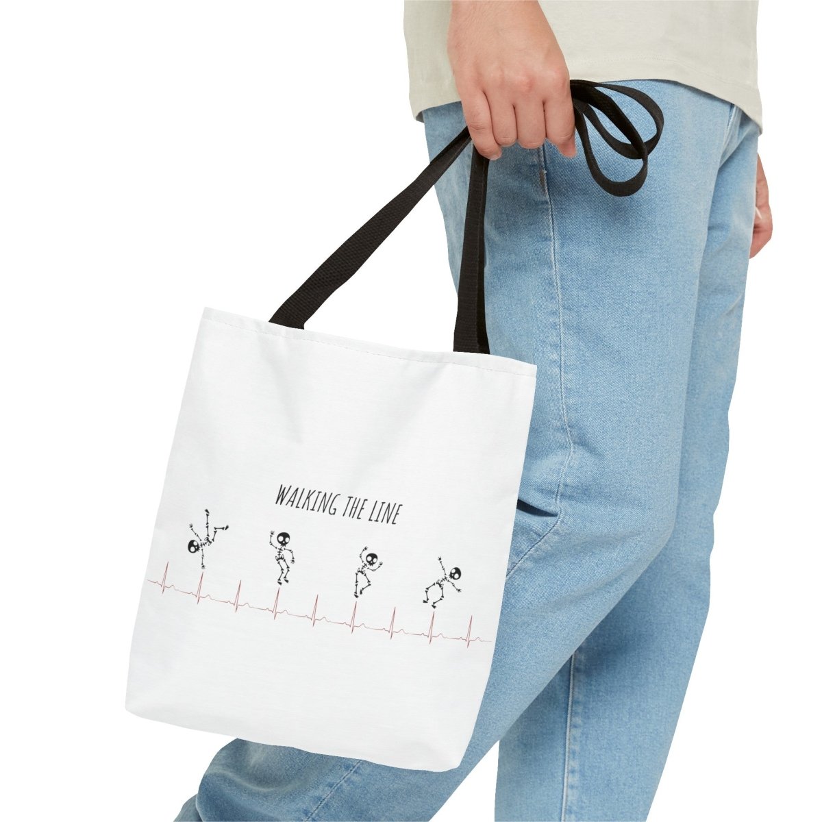 Walking The Line (Black), Tote Bag